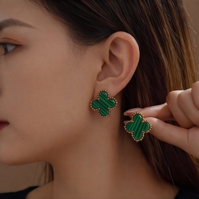 حلق الورقة الدهب بكريستال