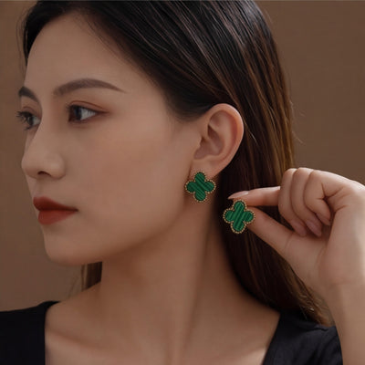 حلق الورقة الدهب بكريستال