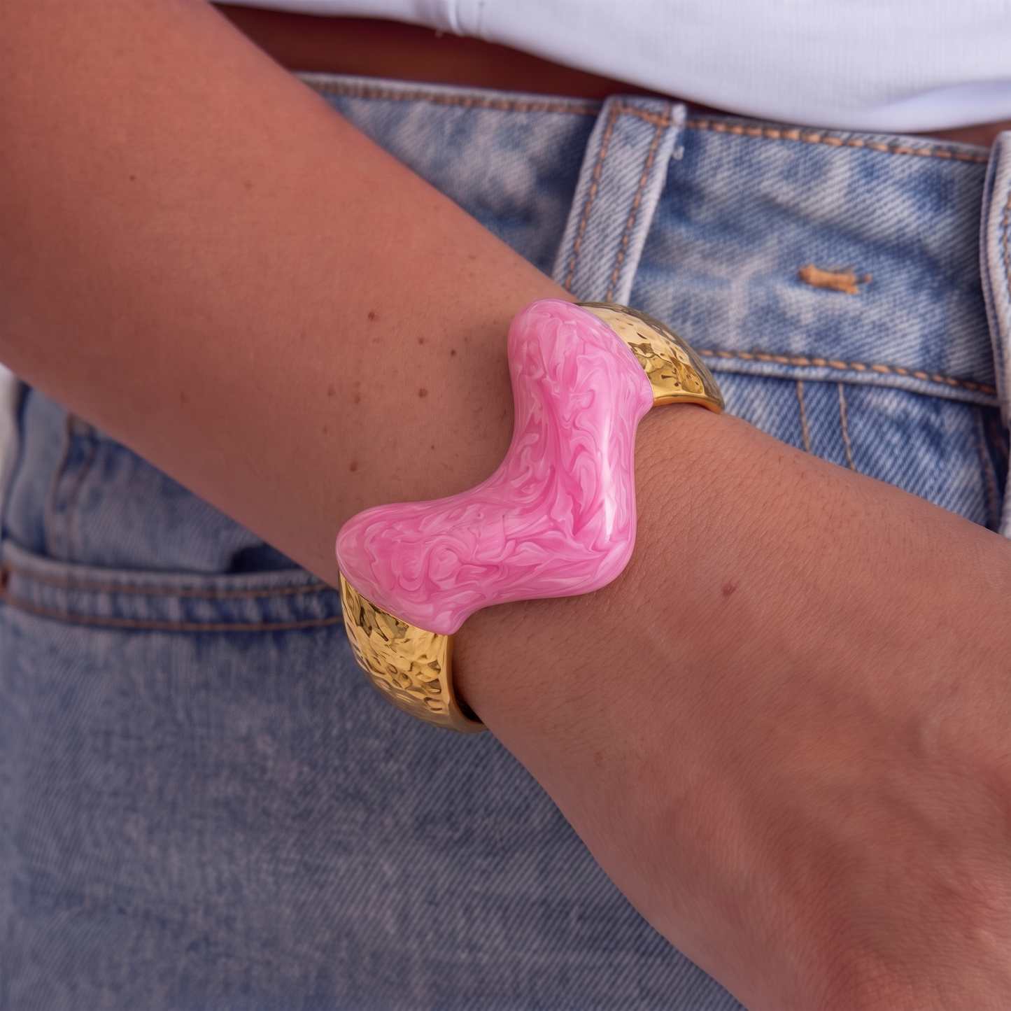 Pink Wave Resin Bracelet